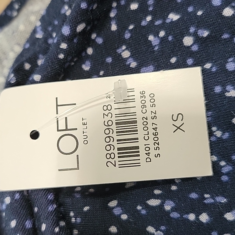 LOFT Size XS Blue & White Speckled Sleeveless Blouse, NEW with Tag - Picture 12 of 14